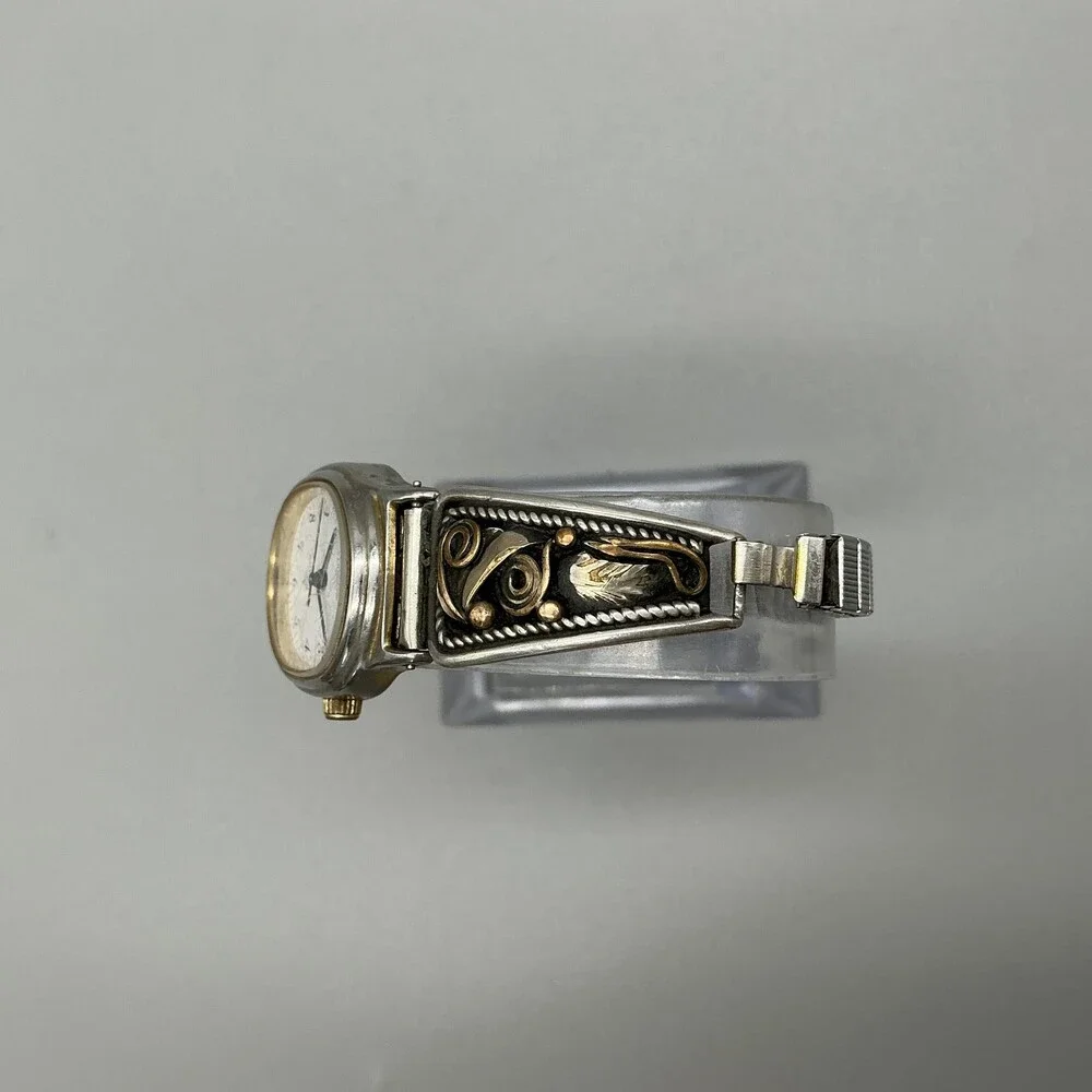 Q&Q Native American Sterling 12KGF Tips Womens Watch 21mm New Battery
